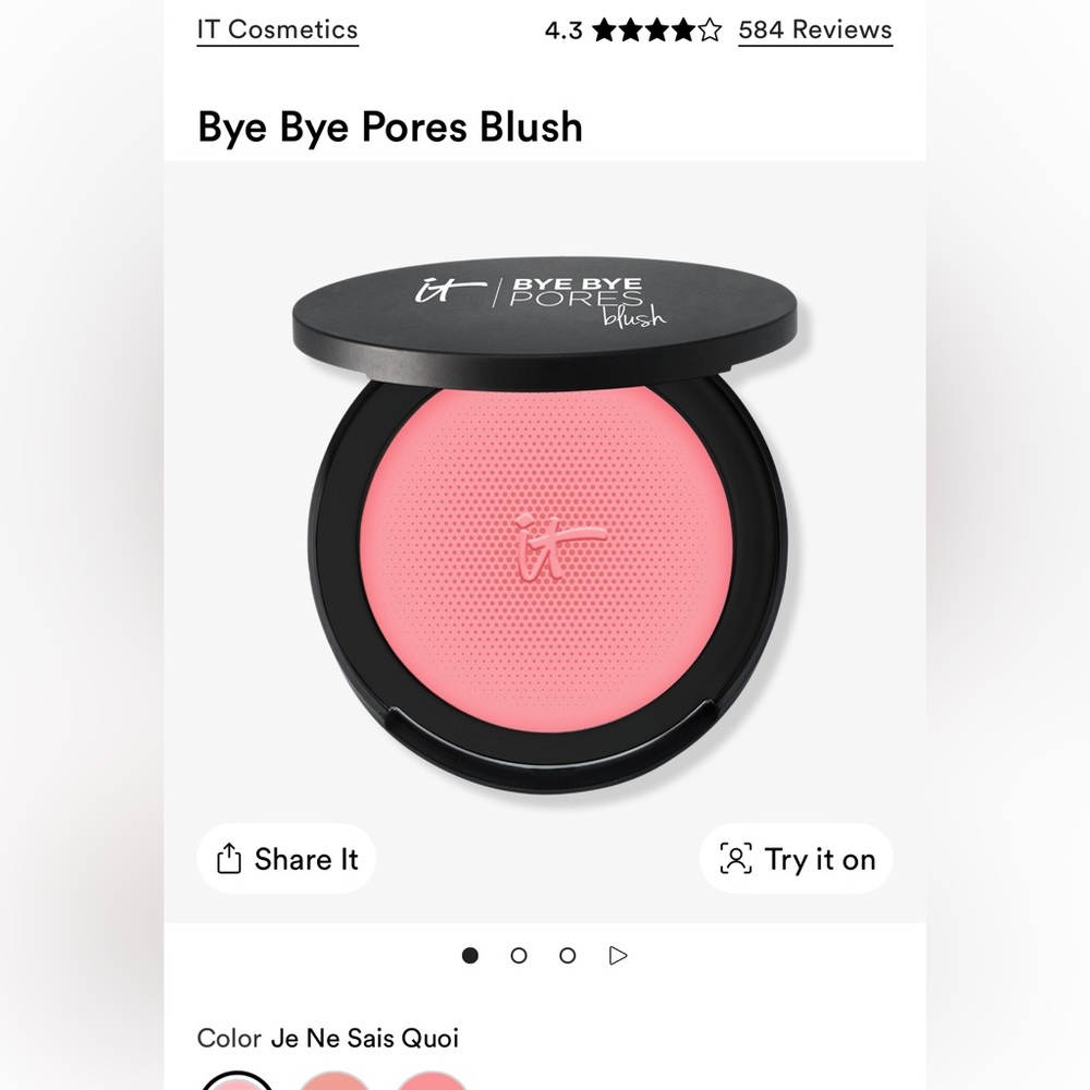 NWT It’s Cosmetics Bye Bye Pores Blush Je Ne Sais Quoi (Natural Pink)